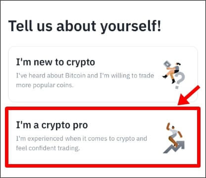 ▲ 앱 실행 시 I'm a crypto pro 선택 (레버리지 제한 방지)